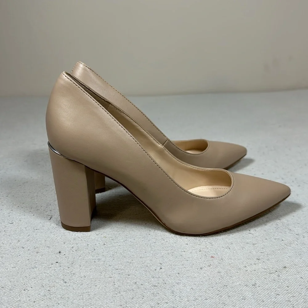 Marc Fisher Nude Block Heel Pumps Size 6.5 - Picture 5 of 15